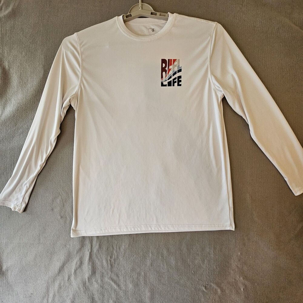 Reel Life Mens Long Sleeve UV Tee Size L Brilliant White